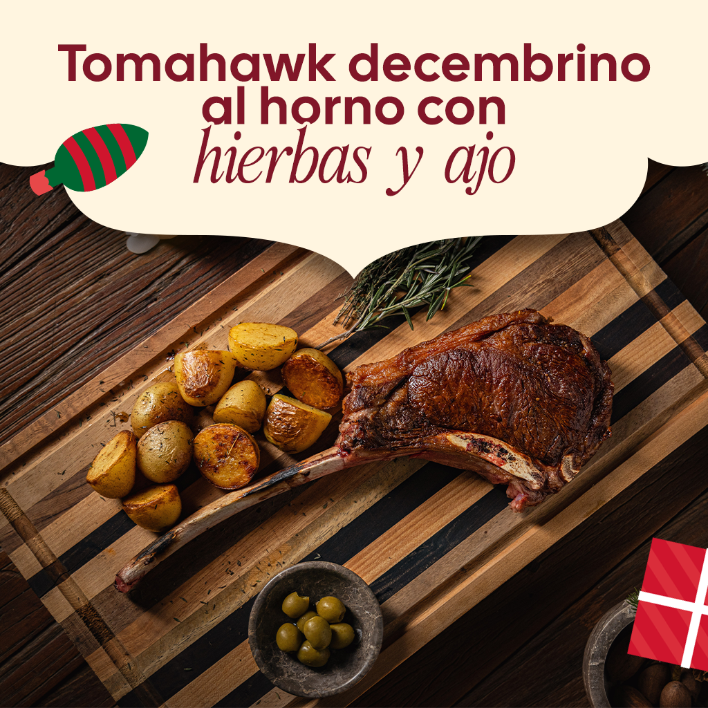 Tomahawk decembrino al horno con hierbas y ajo🥩